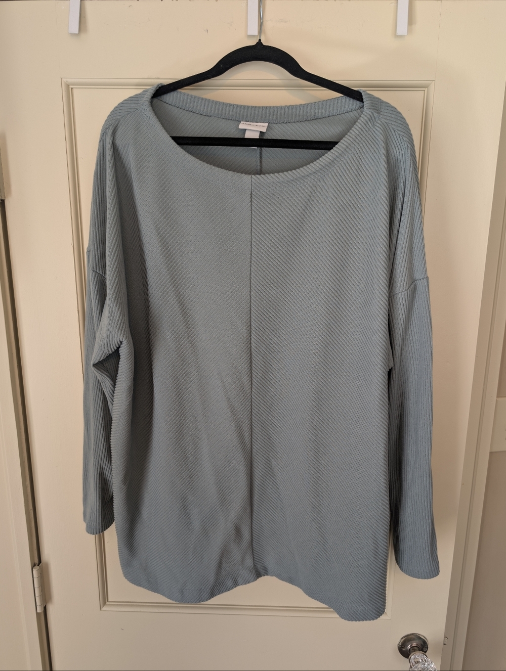 Ava & Viv Light Blue Ribbed 3/4 Sleeve Women’s Top